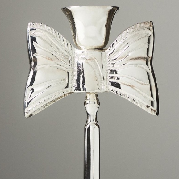 Silver Plated Bow Candle holder - Picture 3 of 9